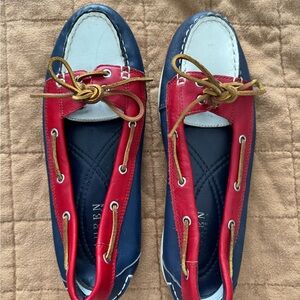 Lauren Ralph Lauren Red and Blue Loafers Boat Shoes